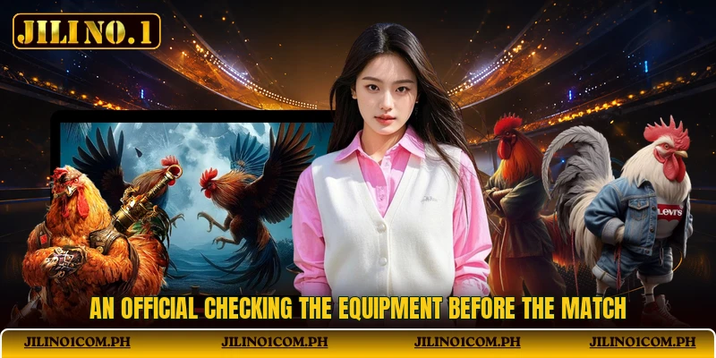 An official checking the equipment before the match An official checking the equipment before the match