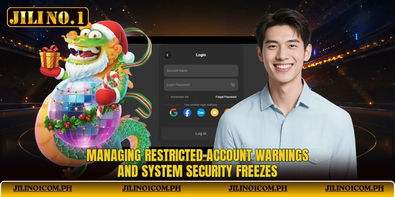 Managing restricted account warnings and system security freezes