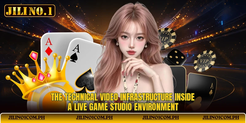 The technical video infrastructure inside a live game studio environment The technical video infrastructure inside a live game studio environment