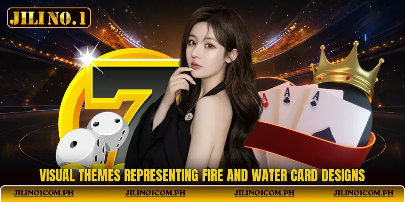 Visual themes representing fire and water card designs Visual themes representing fire and water card designs